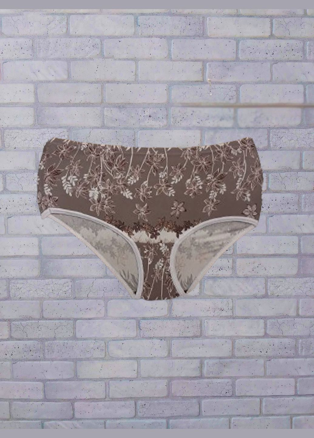 Трусы с высокой посадкой для женщин в цветы (цвет кофейный), бамбук вискоза No Brand (316515395)