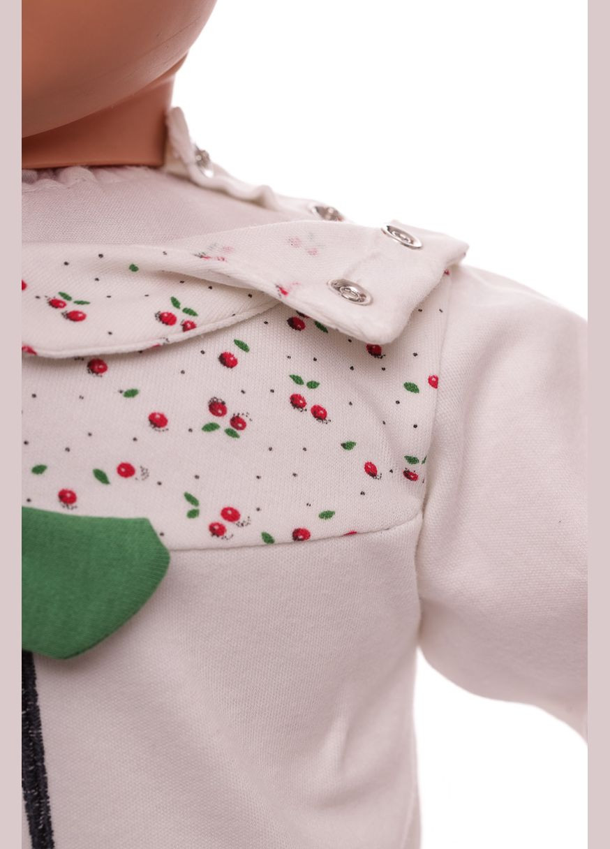 Комбінований демісезонний костюм із довгим рукавом для дівчинки трикотажний вишенька білий 56 см (33043) BABYKROHA