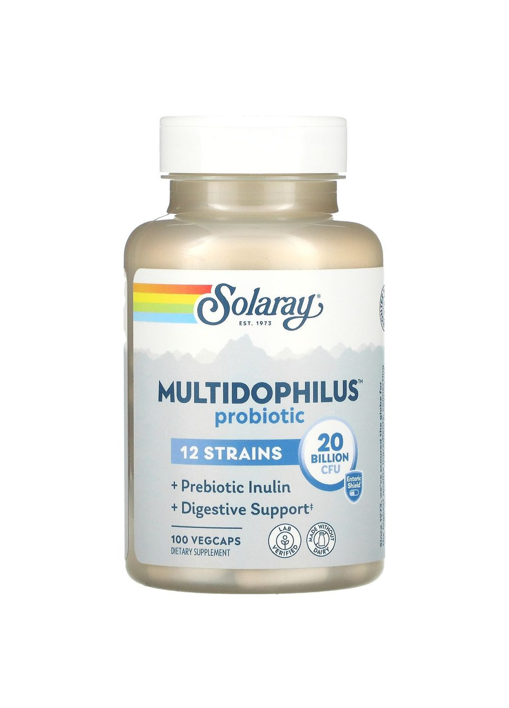 Пробиотик, Multidophilus 12, 20 млрд КОЕ, 100 капсул Solaray (362370291)