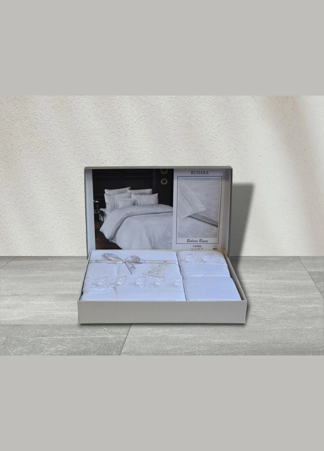 Комплект постільної білизни Vip Satin Moonlight 200x220 Buhara White First Choice (318381416)