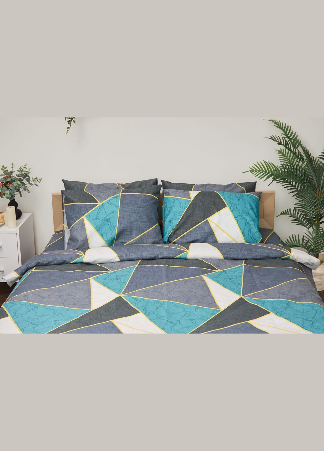 Комплект постельного белья полуторный евро 160х220 наволочки 4х50х70 Микросатин Premium (MS-820001481) Moon&Star Triangles (285717723)