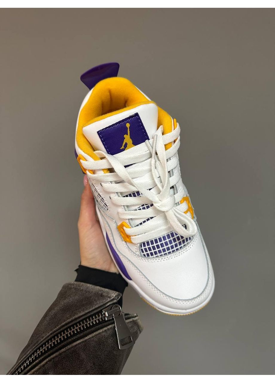 Білі Осінні кросівки чоловічі nike air jordan retro 4 lakers найк аір джордан No Brand