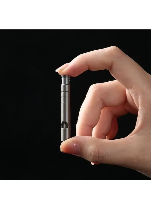 Титановий свисток з чорним шнурком для виживання Outdoor Titanium Emergency Whistle Міні EDC для кемпінгу No Brand (349822398)
