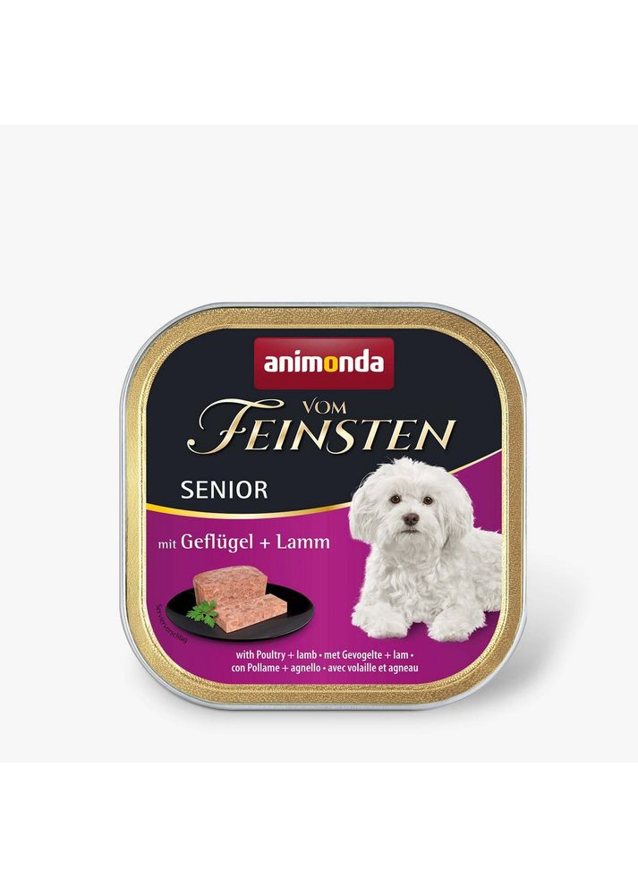 Корм Vom Feinsten Senior with Poultry and Lamb влажный с мясом птицы и ягненком для пожилых собак 150 гр (4017721826235) Animonda (364786278)