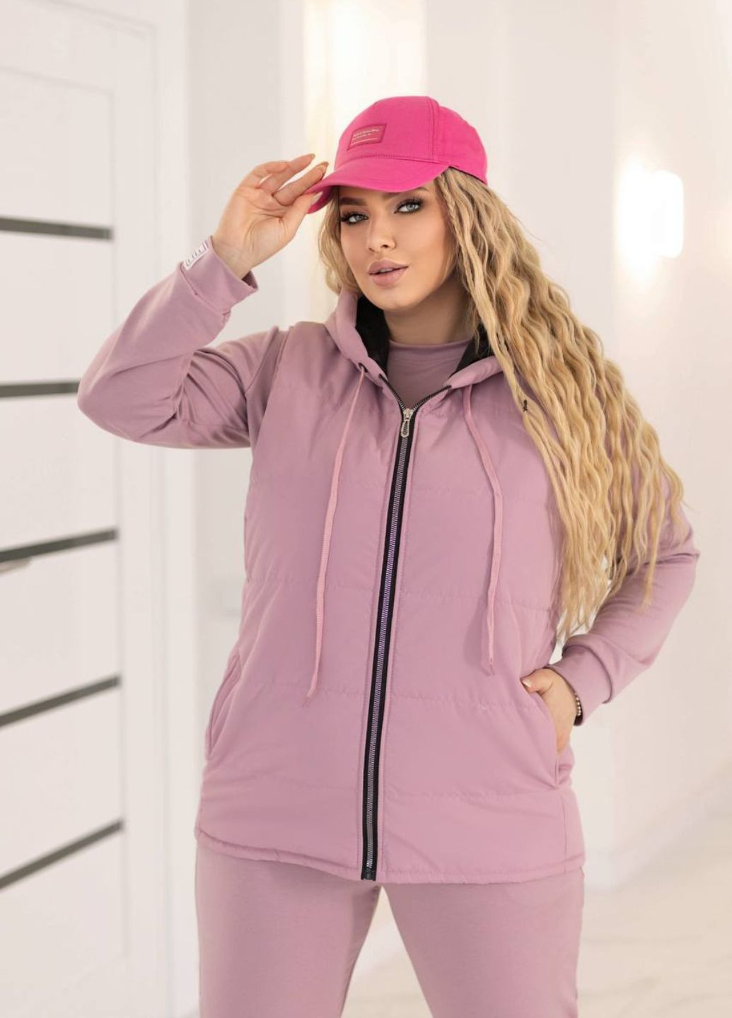 Жіночий костюм-трійка: світшот, штани та жилет із плащівки на силіконі Tik-Tak (340334346)