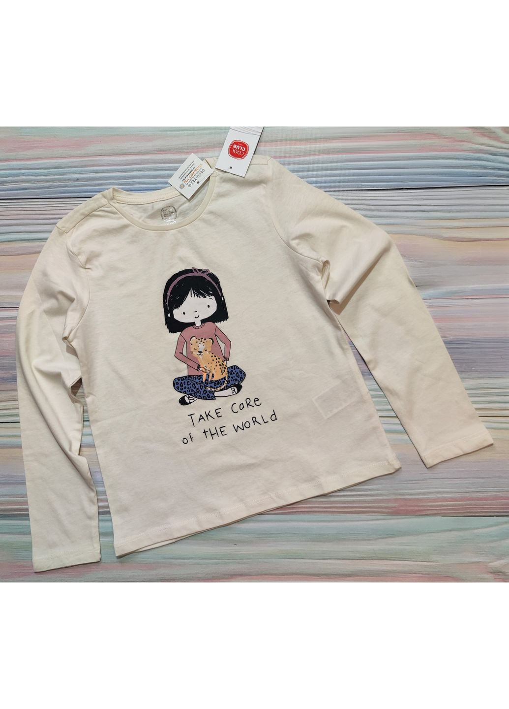 Дитячий лонгслів для дівчинки 128 см Молочний Cool Club (361149542)