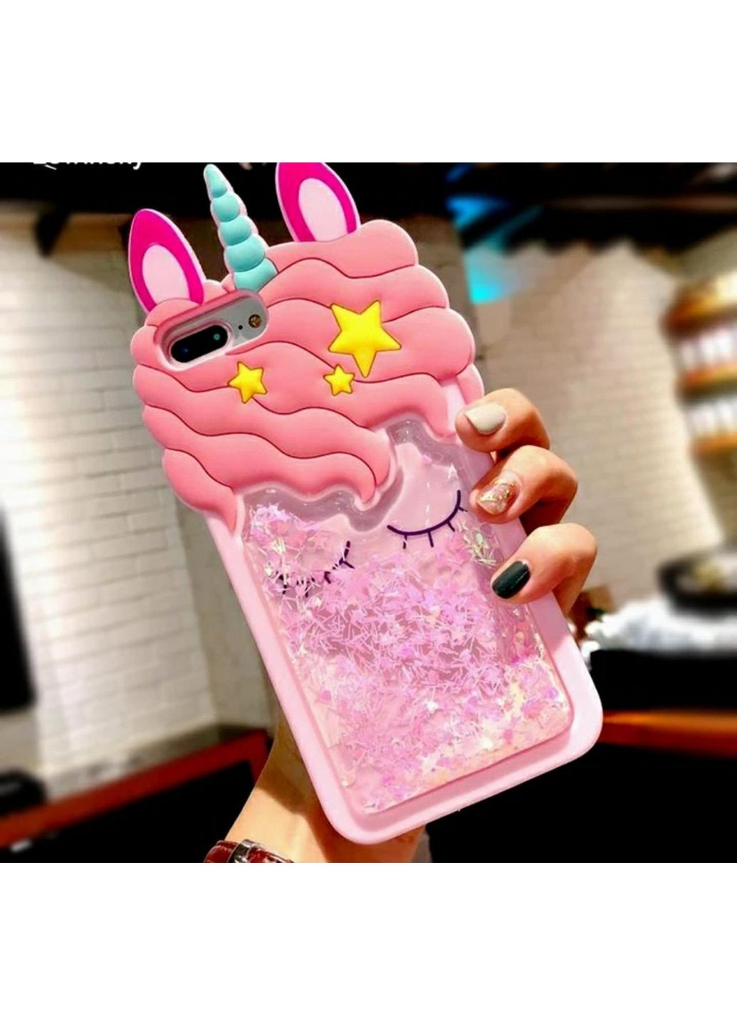 Чохол на 6s plus Єдиноріг рожевий з блискітками силіконовий 3d No Brand (360896518)