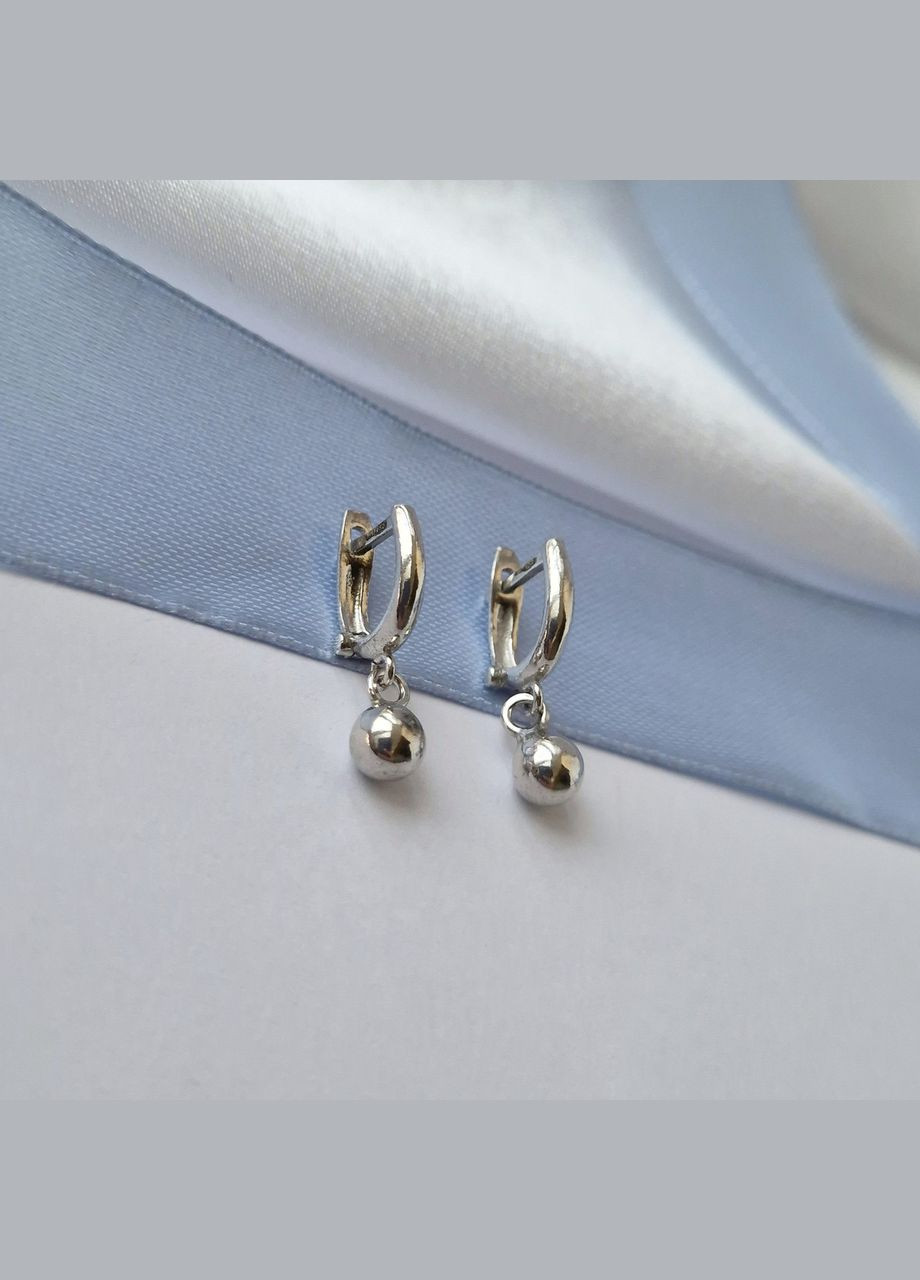 Срібні сережки Кульки 5 мм на застібці срібло 925 проби Родоване 6349р 3.25г No Brand (306741983)