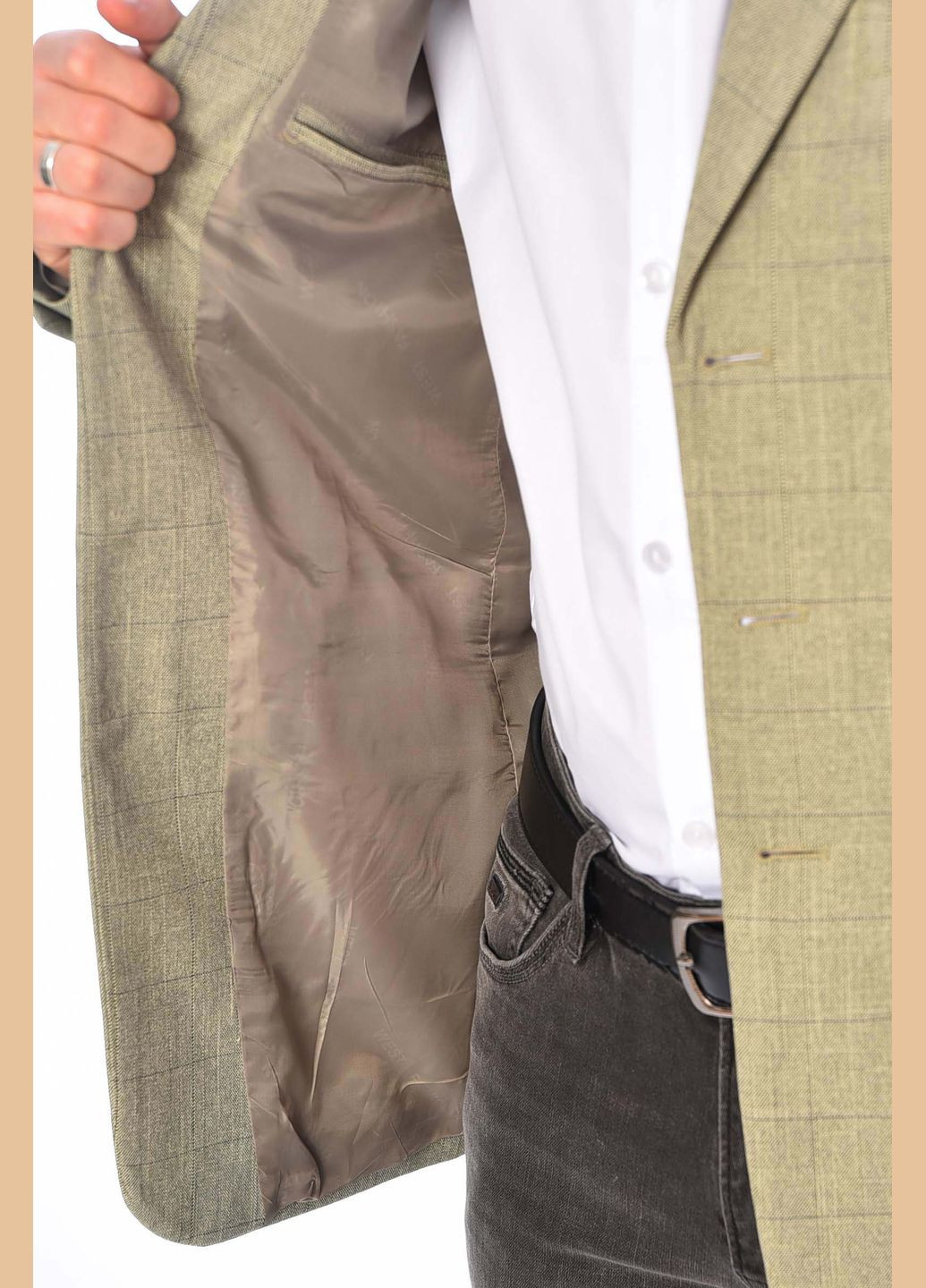 Пиджак мужской однотонный оливкового цвета Let's Shop (320175743)