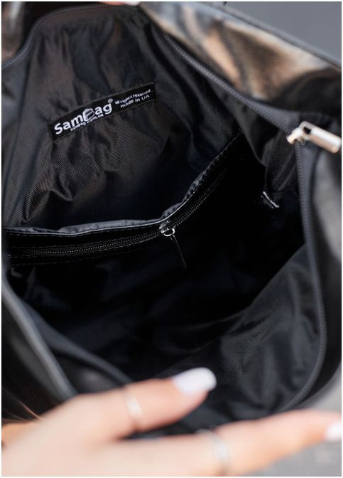 Сумка жіноча через плече з екошкіри Tote принт крокодила Чорний Sambag (302008397)