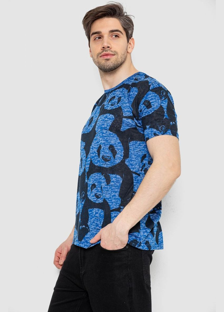 Синя футболка чоловіча із принтом синя розмір l (sku_244r6034) з коротким рукавом No Brand