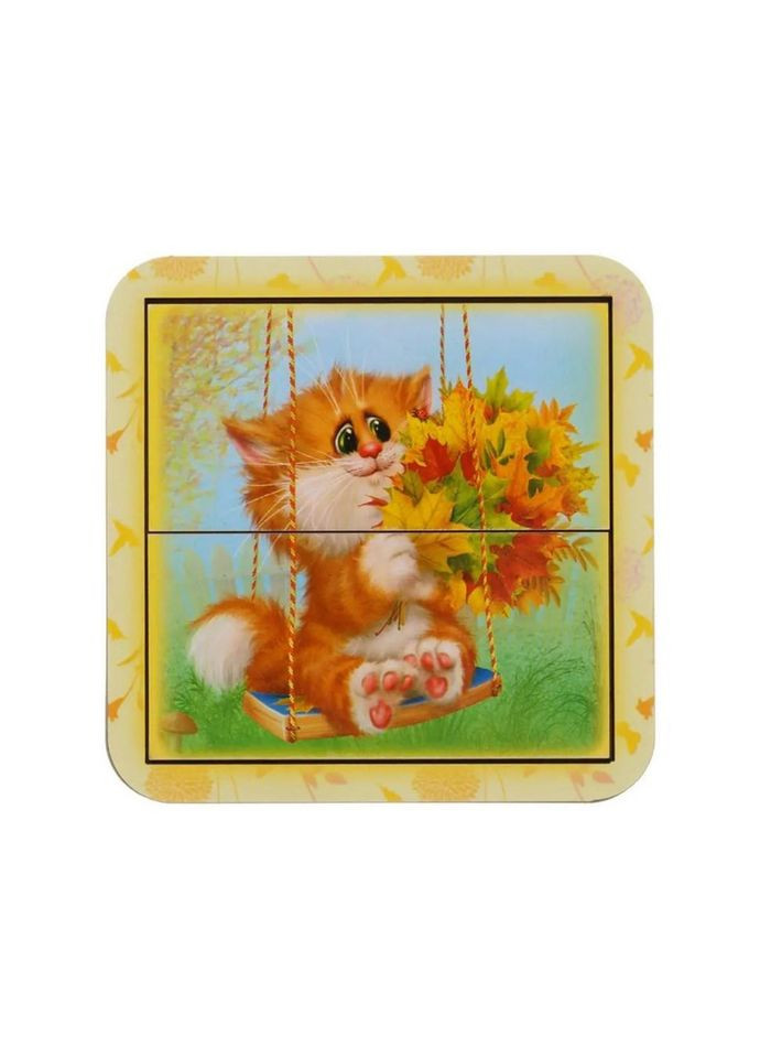 Дерев'яний пазл-вкладиш "Котик - 2" Ubumblebees (ПСД113) PSD113 розрізний No Brand (330608985)