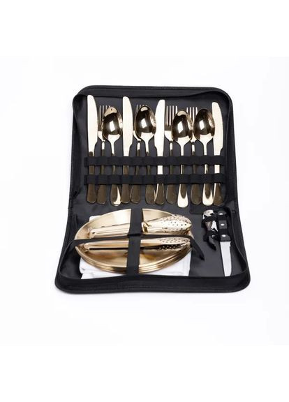 Набір посуду для пікніка на 4 персони 24 предмети, золото Yiwu HP-21-2 No Brand (370849834)