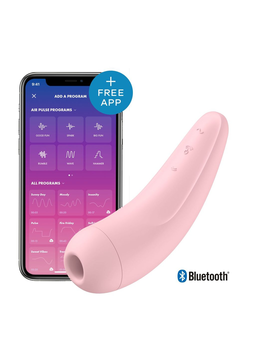 Вакуумний кліторальний стимулятор Curvy 2+ Pink з керуванням через інтернет Satisfyer (366876005)
