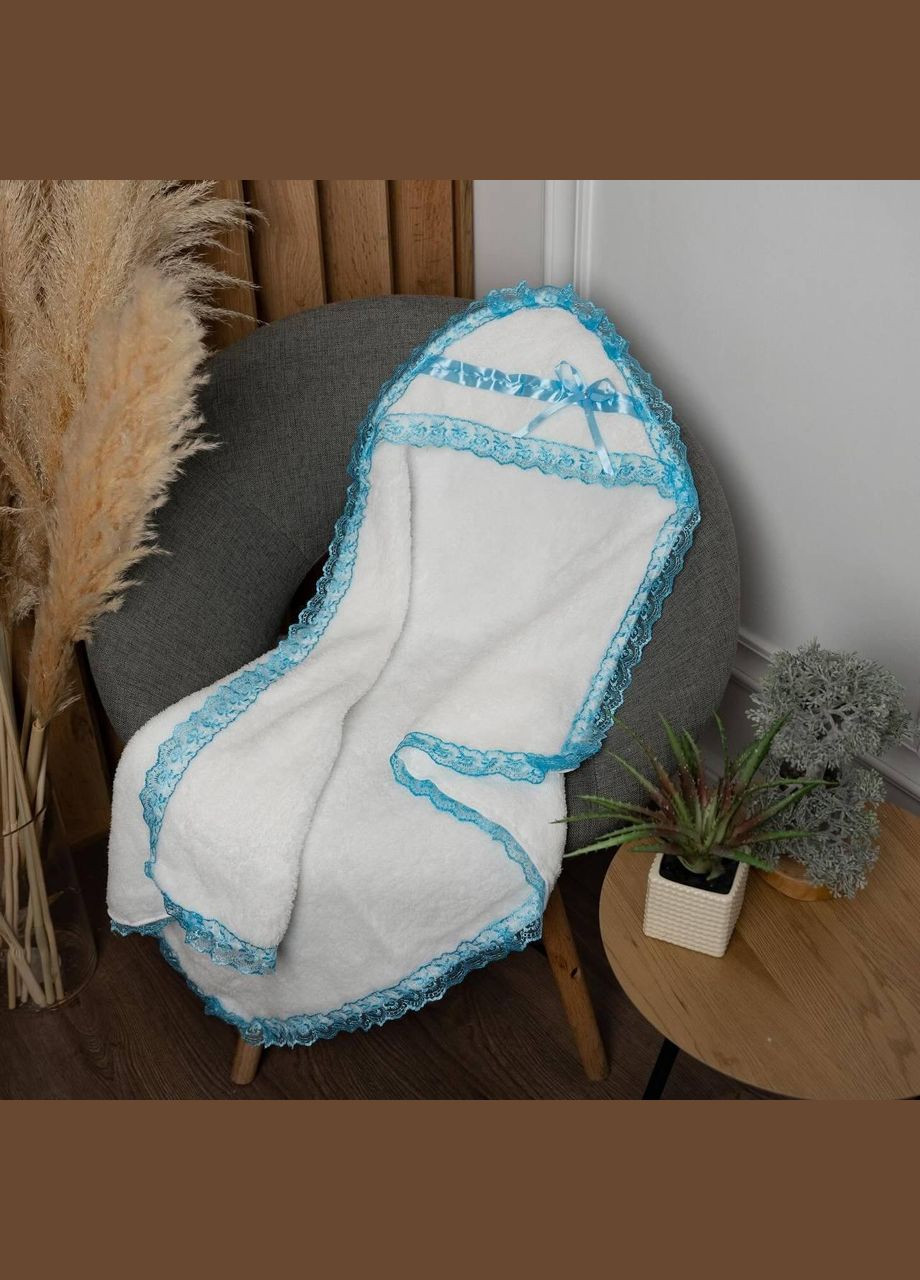 Хрестильна крижма з мереживом мікрофібра 90x90 см дитяча Блакитний (П4К-mur-krizhma-001-01) No Brand (323161041)