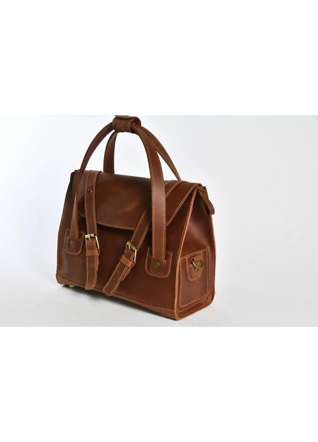 Сумка - саквояж ручної роботи з натуральної шкіри "крейзі хорс" Helen Саквояж (370785201)