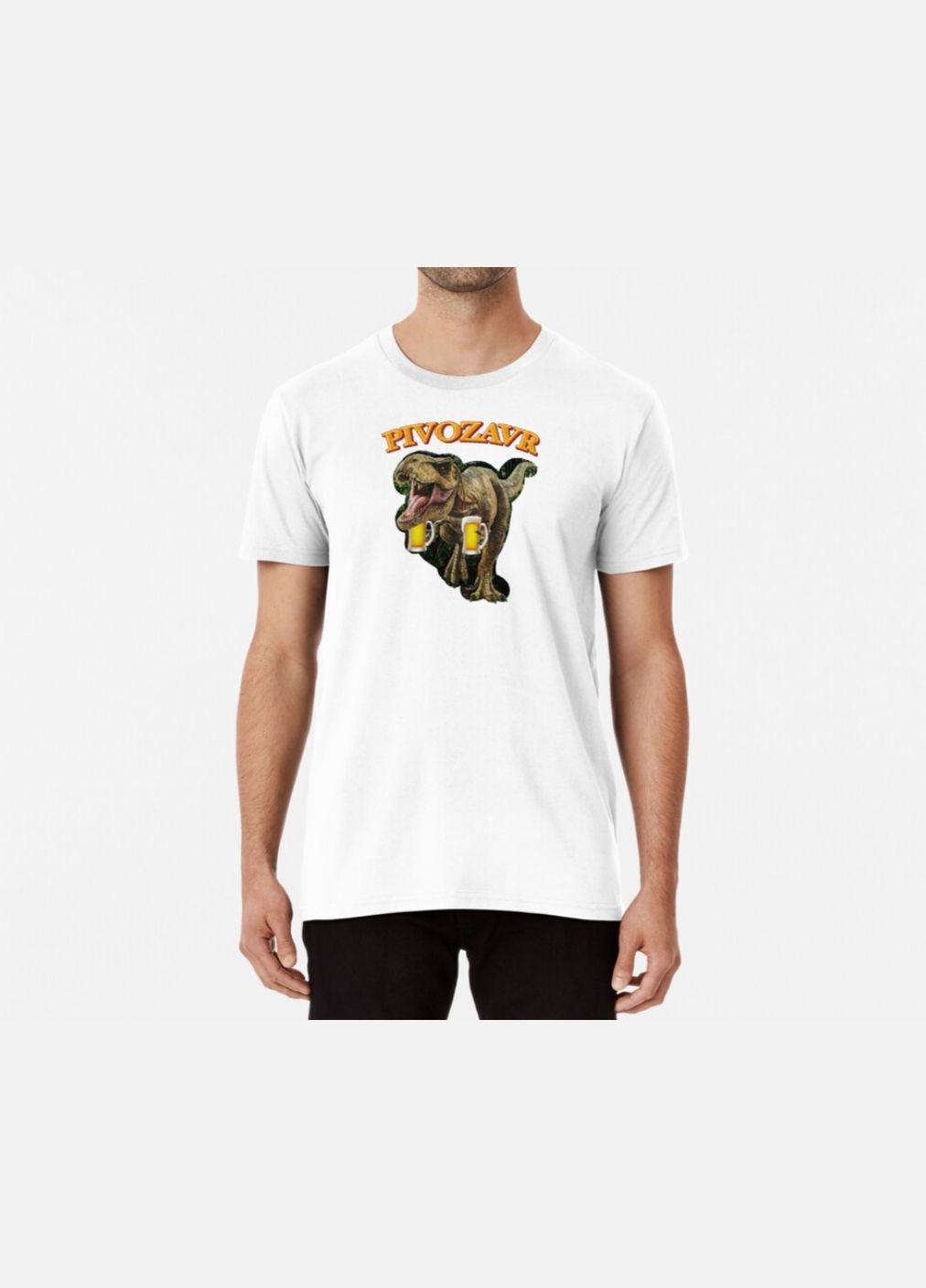 Белая мужская футболка с принтом pivozavr пивозавр с кружками пива Stedman