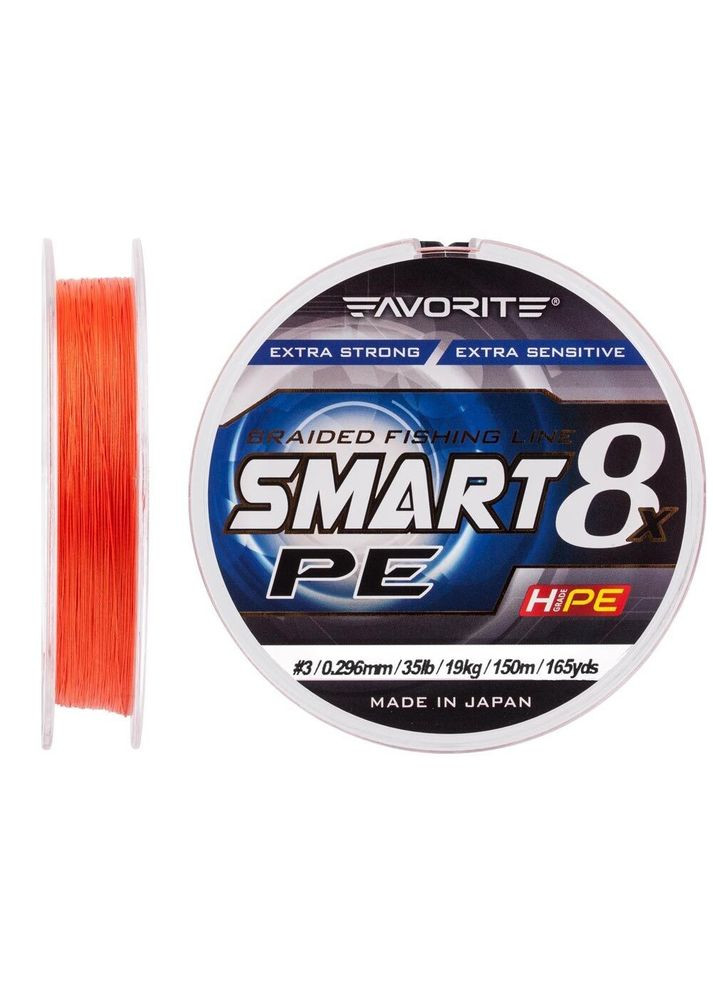 Шнур Smart PE 8x 150м (red orange) #3.0/0.296mm 35lb/19kg 1693.10.87 Favorite (316516264)
