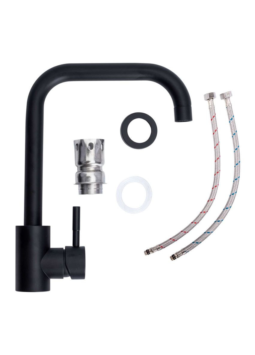 Мийка гранітна 7950 SELENA (чорна) + сифон 1041 + змішувач BG77 (чорний) Valeso (362209957)