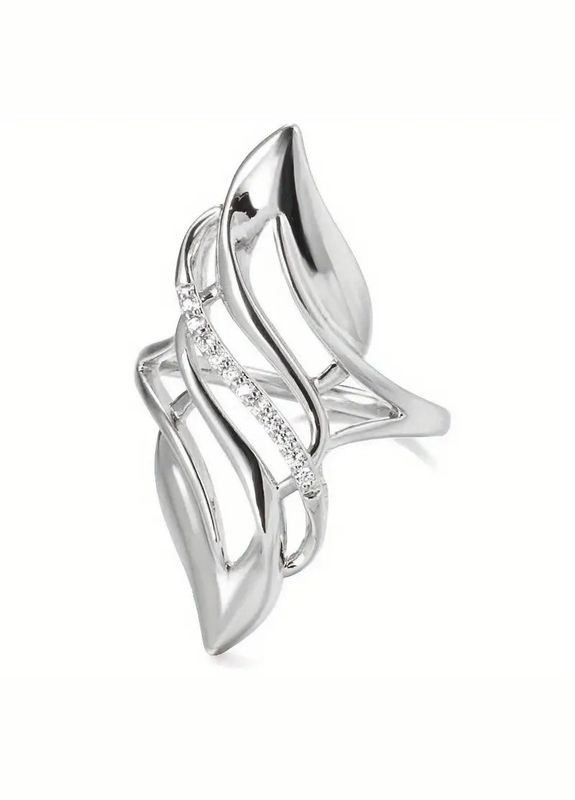 Серебристое кольцо в виде огня с белыми фианитами для женщин 19 LuxAurum268 Liresmina Jewelry (346267718)