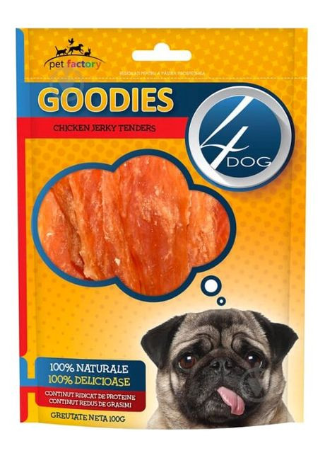 Ласощі для собак GOODIES Chicken Jerky Tenders курячі тендери 100g (5949060207781) 4Dog (307360024)