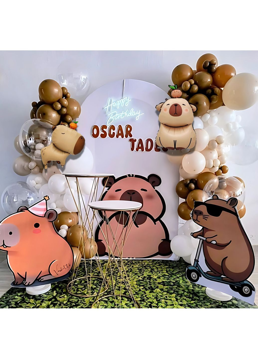 Набір 85 куль для фотозони Пригоди з Капібарою з баблс Білий і шоколад No Brand (360559161)