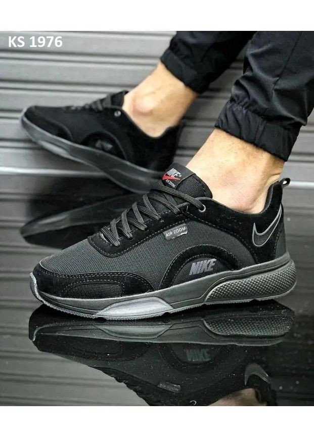 Черные демисезонные кроссовки мужские nike air zoom black найк аир зум No Brand
