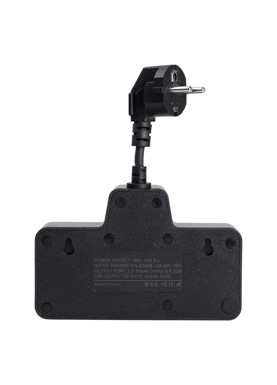 Сетевой фильтр на 2 евро розетки с 2 USB и 2 Type-C черный HP-5-18 Yiwu (390100433)
