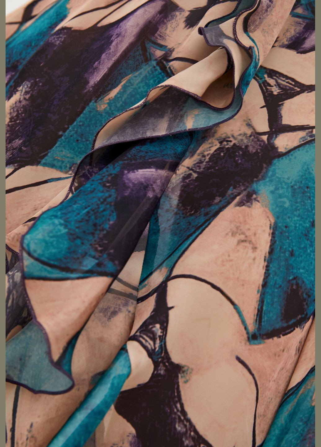 Комбинированное кэжуал платье миди с абстрактным принтом. ORA с абстрактным узором