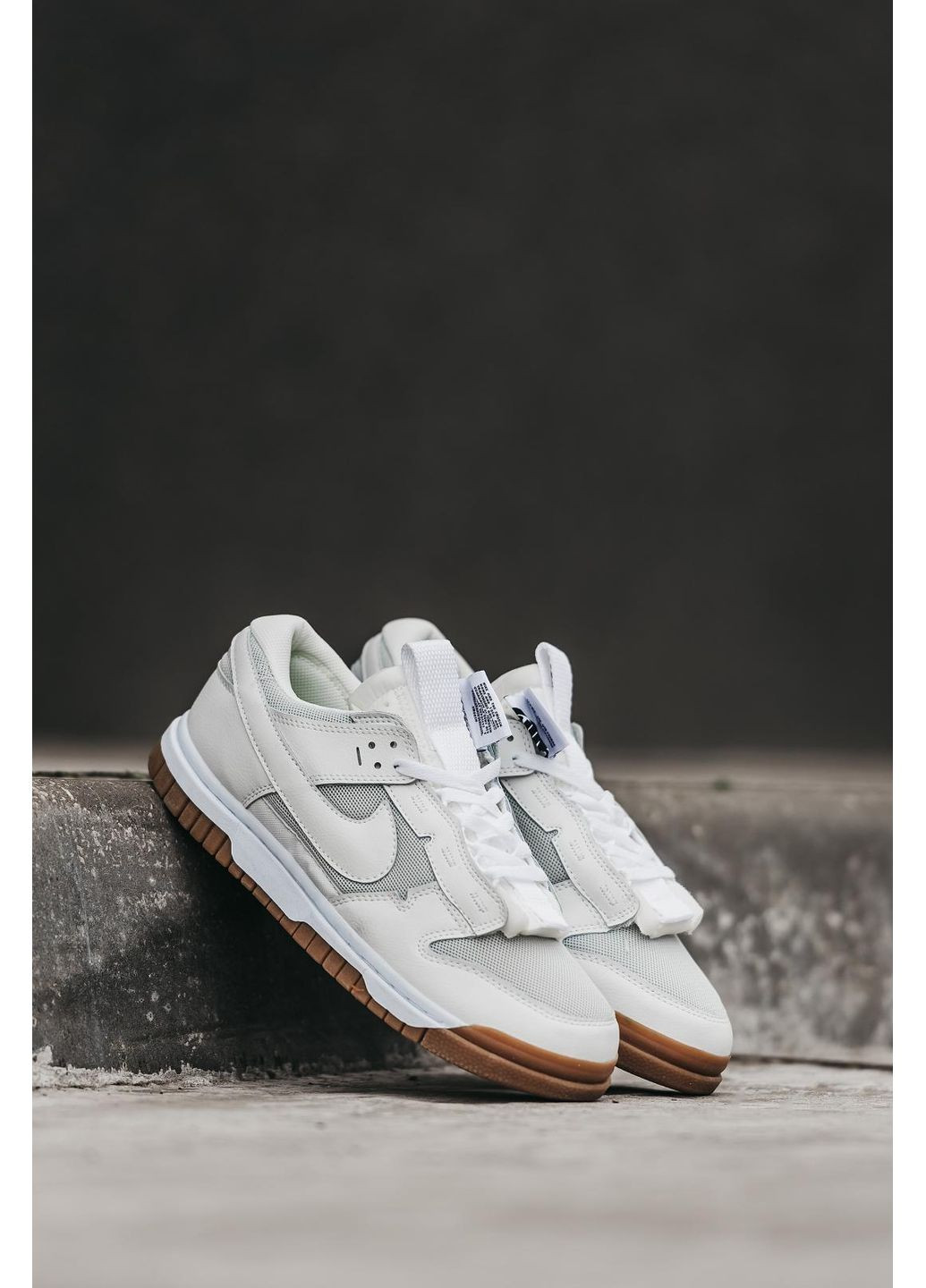 Білі Осінні кросівки чоловічі nike air dunk remastered white gum найк аір форс 1 преміум No Brand