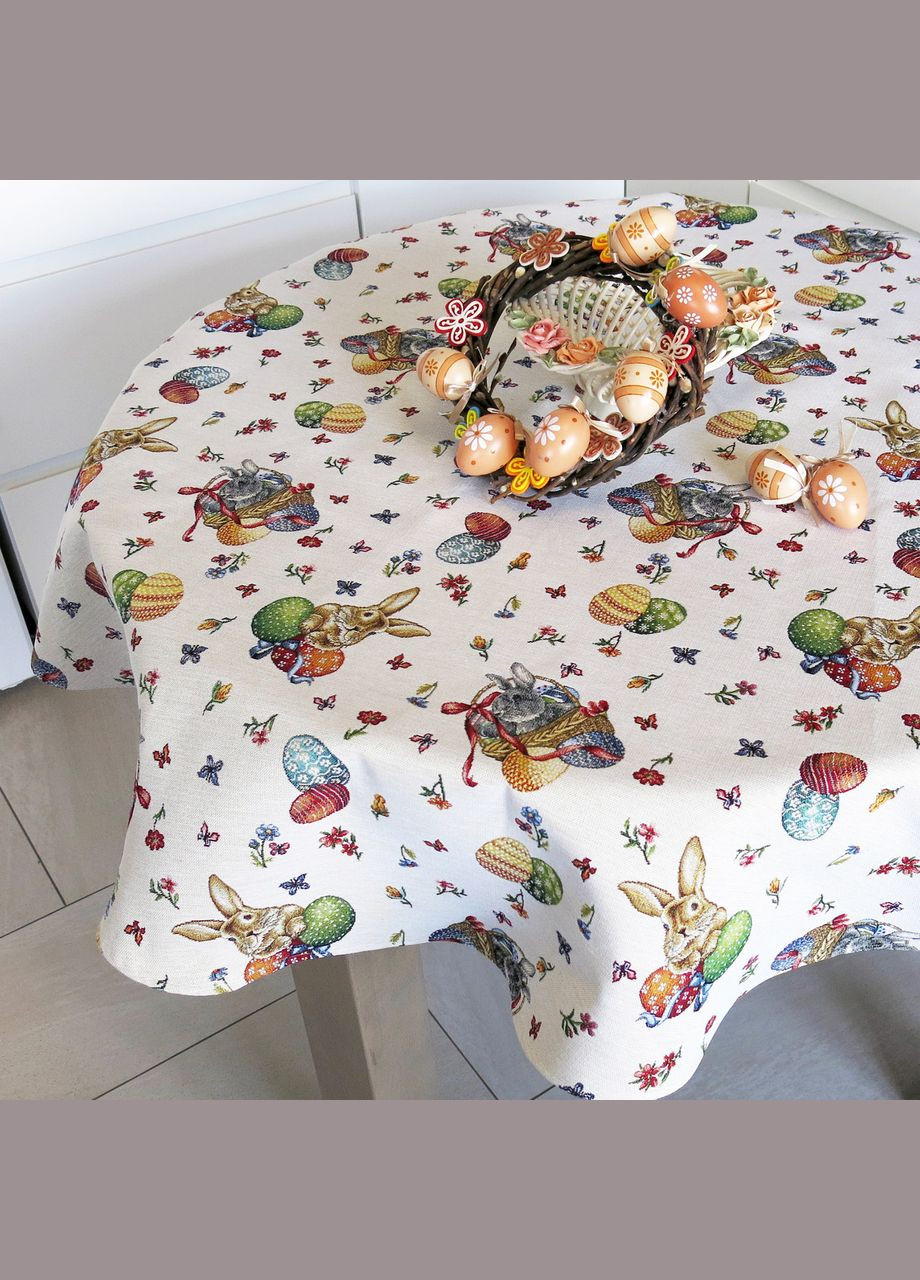 Скатертина гобеленова на круглий стіл для Великодня святкова кругла скатертина з гобелену на Паску 240 Maystat (305390570)