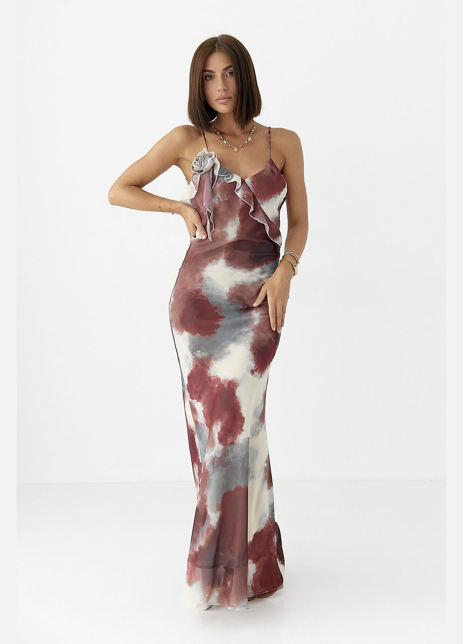 Летний женский шифоновый сарафан с цветком Lurex