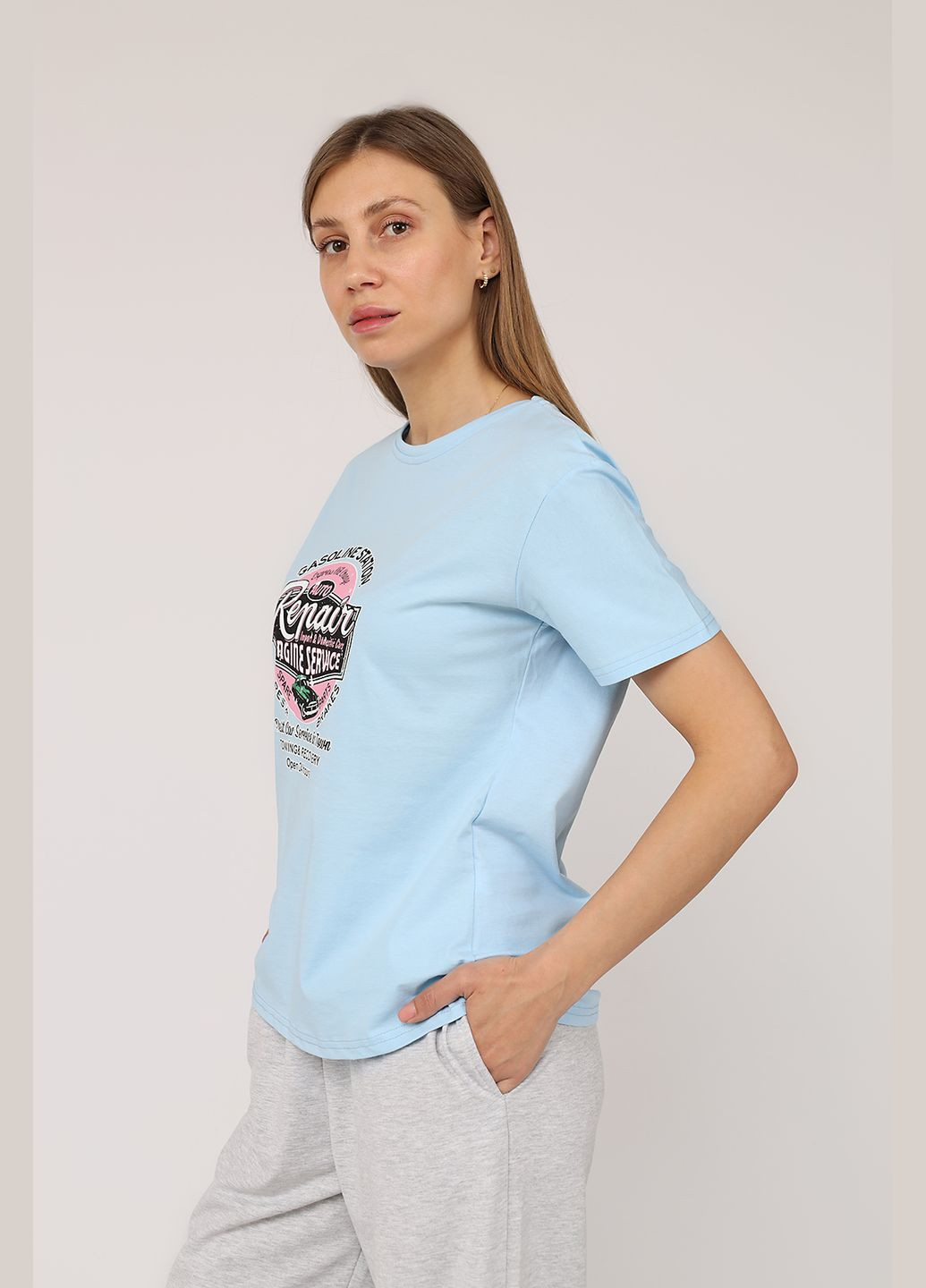 Футболка з коротким рукавом жіноча колір блакитний CB-00275253 Carla Mara - (330223250)