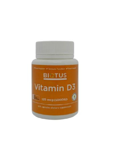 Вітамін Д3, Vitamin D3,, 5000 МО, 100 капсул (BIO530104) Biotus (266039122)
