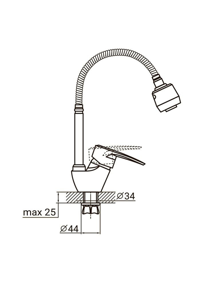 Смеситель ML Ø40 для кухни гусь гофрированная на гайке ML-4B644C AQUATICA (365595504)