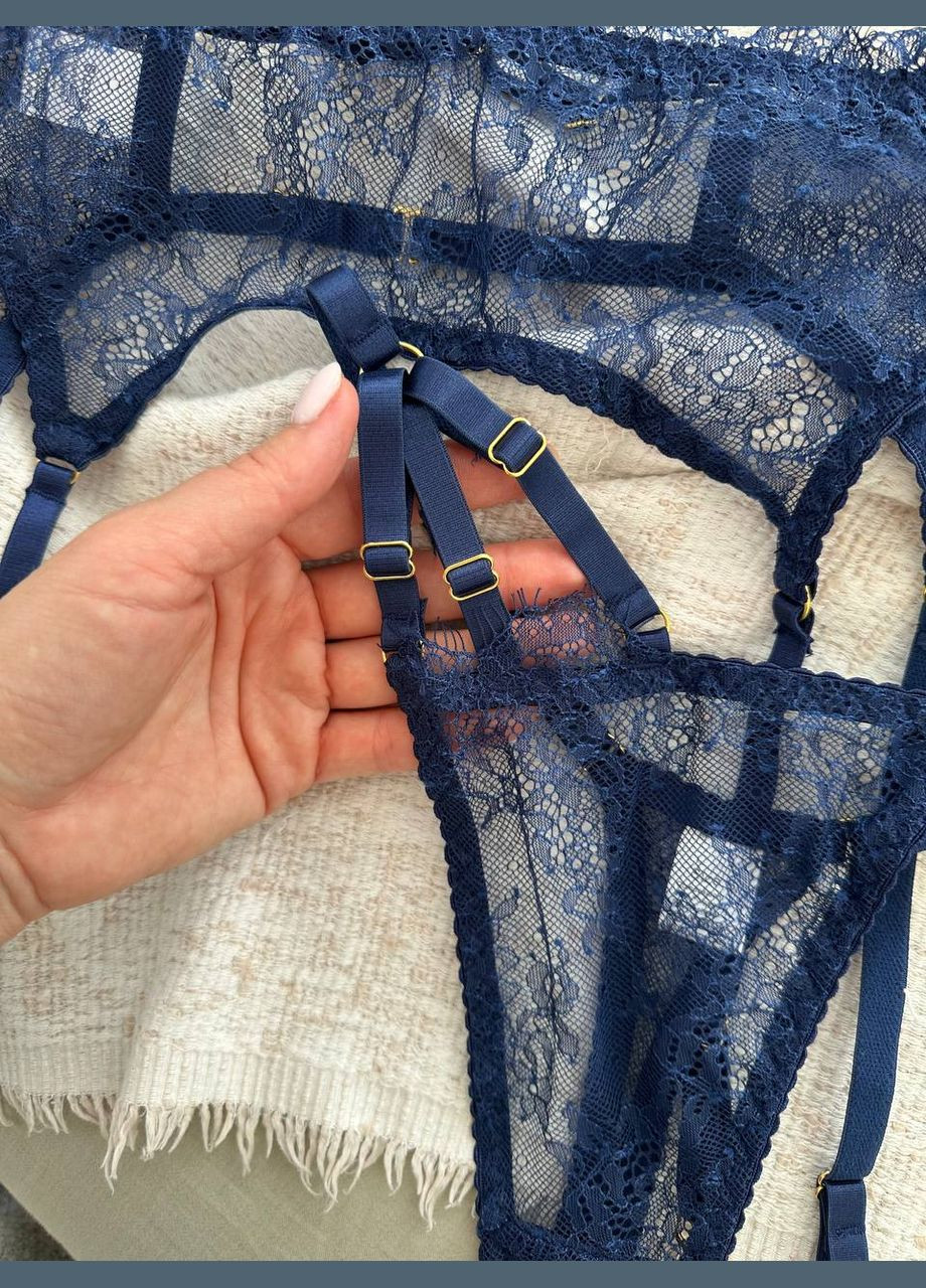 Синий демисезонный комплект нижнего белья женский No Brand