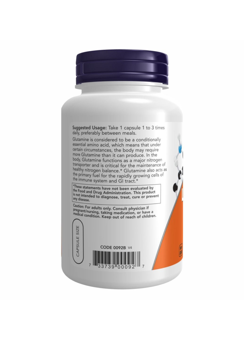 Комплекс аминокислот L-Glutamine 500mg - 120 vcaps Now Foods (285787822)