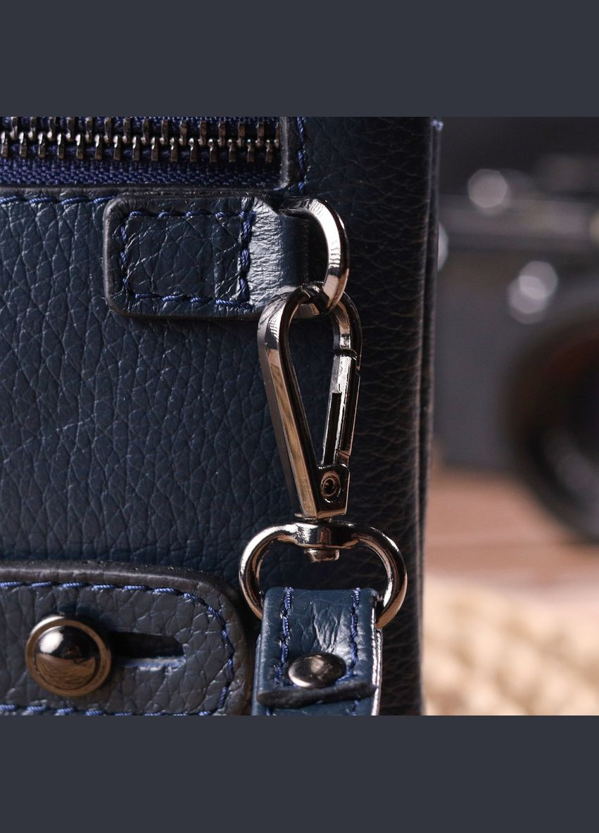 Оригинальный мужской клатч из натуральной кожи 21545 Синий Canpellini (331906990)