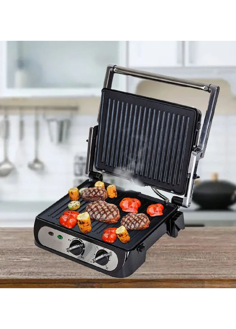 Гриль электрический прижимной CB1042 контактный электрогриль с антипригарным покрытием 2000Вт Crownberg (361318126)