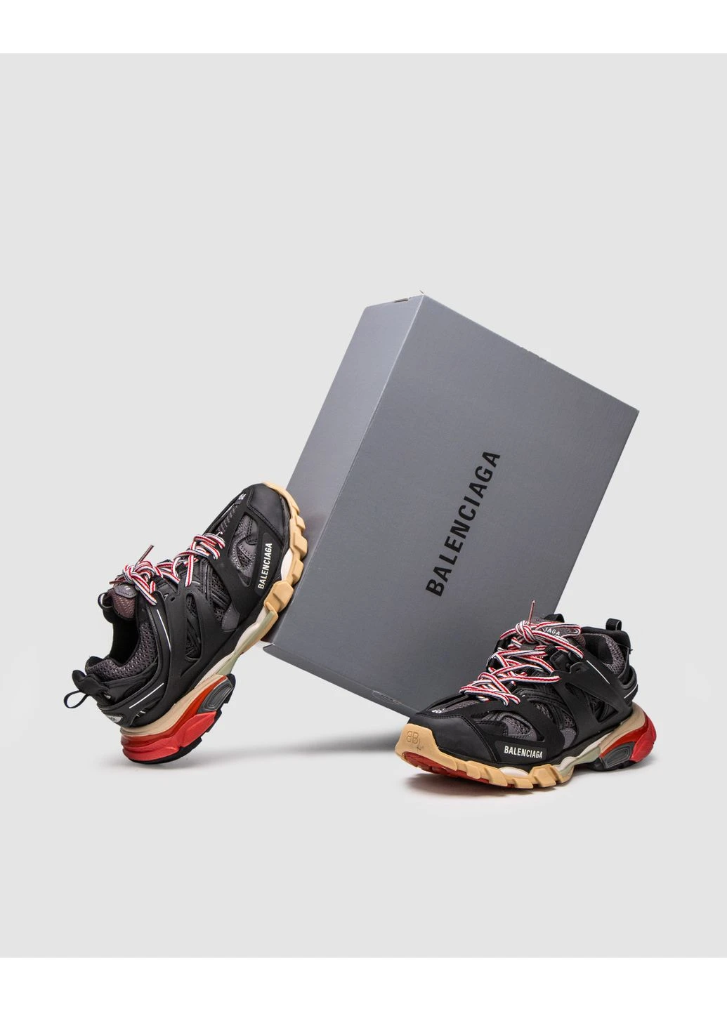 Черные летние кроссовки balenciaga track 3.0 black/red баленсиага трек No Brand