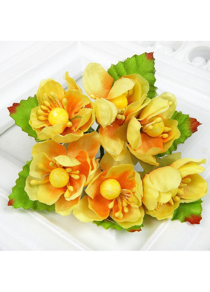 Яблуневий цвіт, букетик 6 квіточок, жовтий No Brand (367088666)