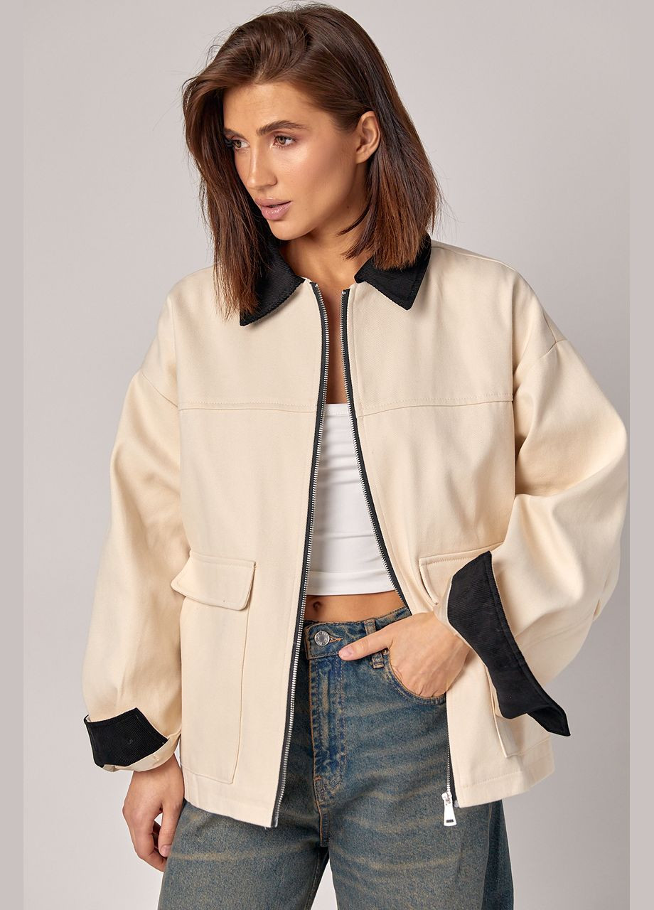 Бежевая демисезонная стильная куртка No Brand