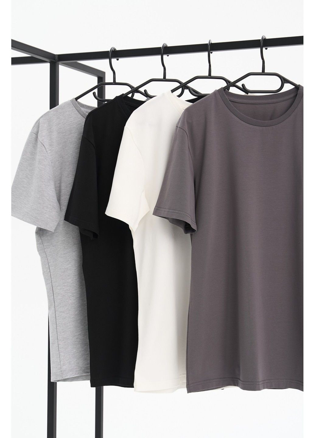 Комбинированная набор футболок мужских cotton basic 4 шт (серый меланж, черная, серая, молочная) Handy Wear