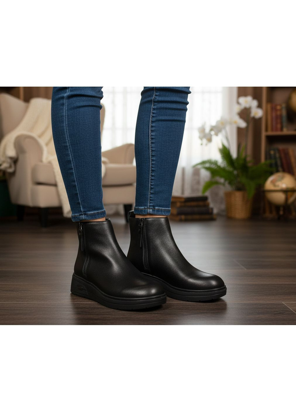 чорні натуральна шкіра No Brand Ботильони жіночі демісезонні (373259373)