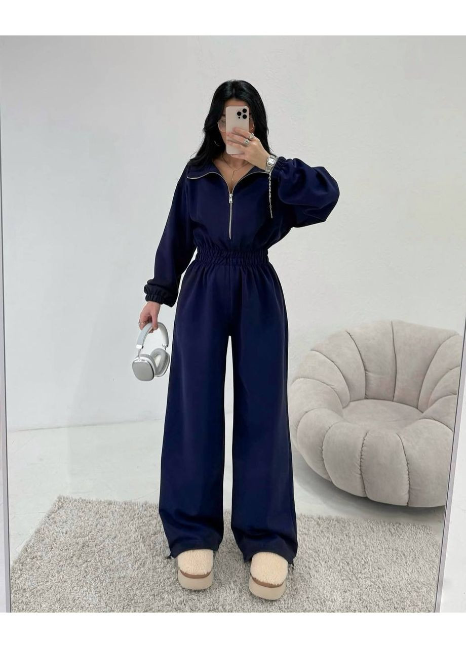 Комбинезон женский из мягкой ткани. Україна комбинезон-брюки однотонный тёмно-синий кэжуал велюр