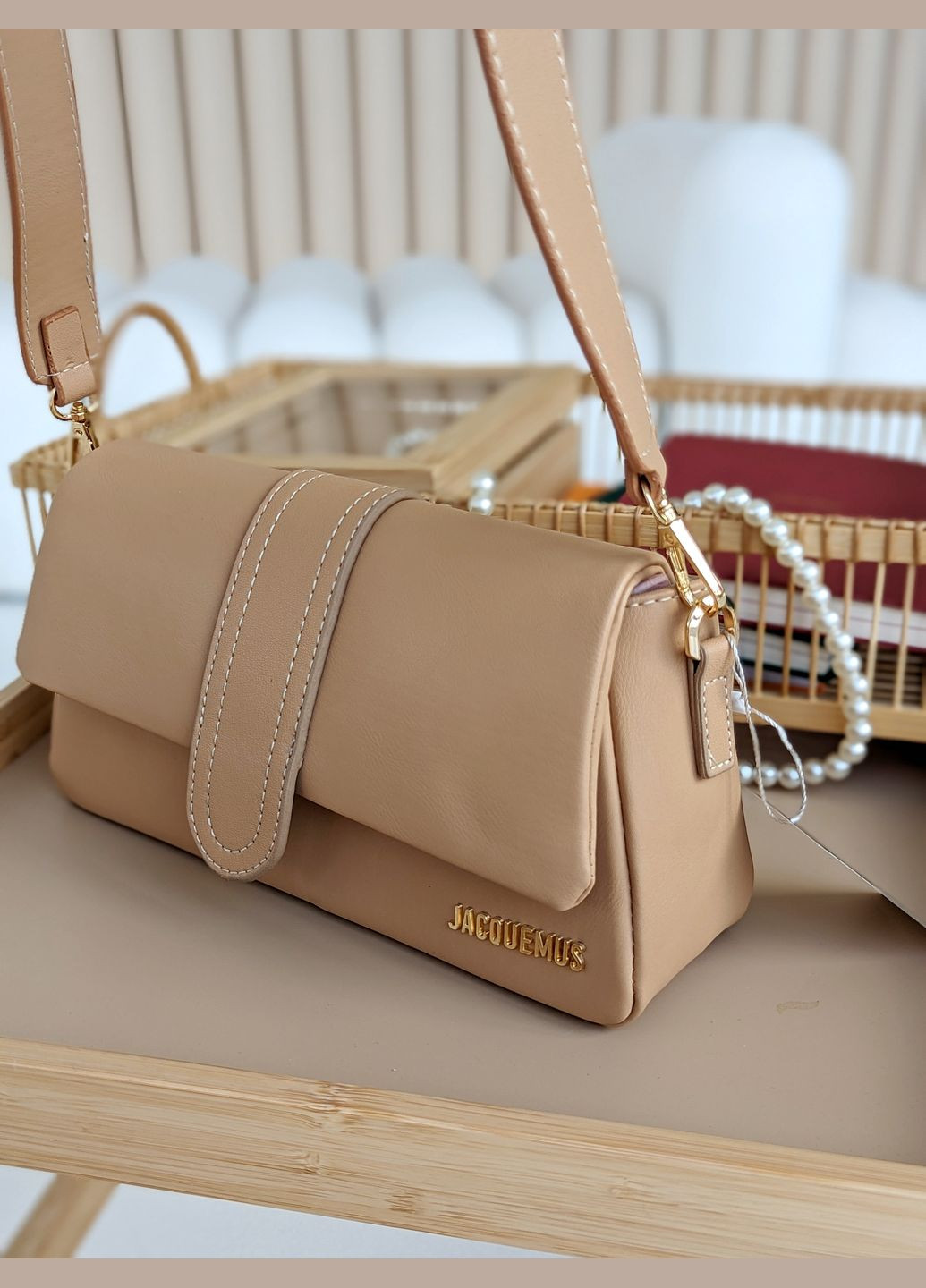 Сумка Jacquemus Le Bambino бежевий через плече No Brand Кросс боді (312483436)