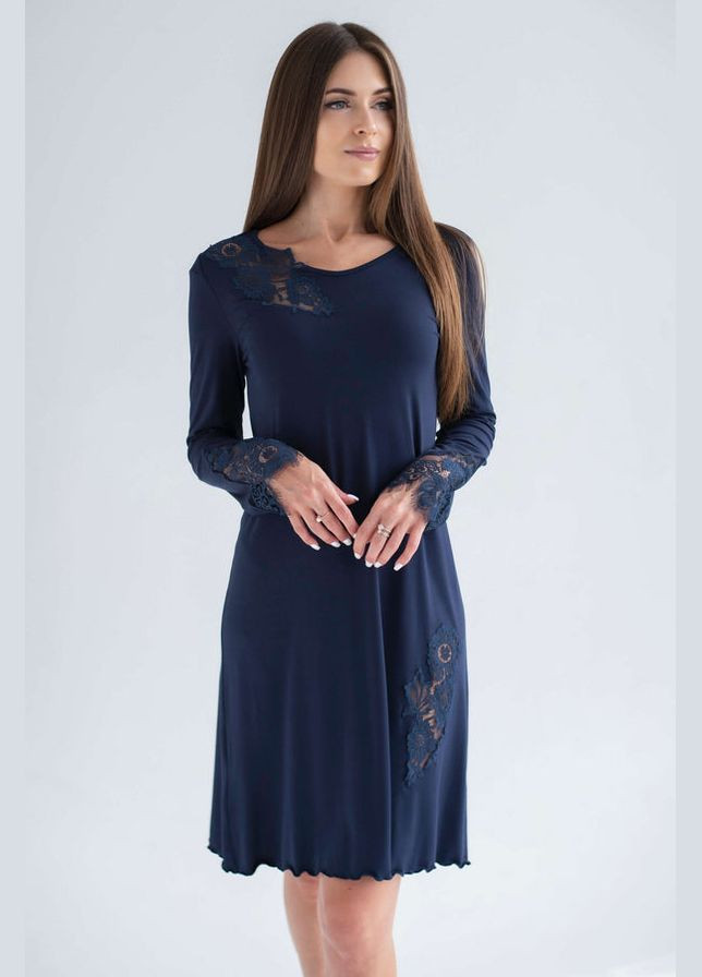 Сорочка з віскози з довгими рукавами Shato 1914 dark blue (286761940)
