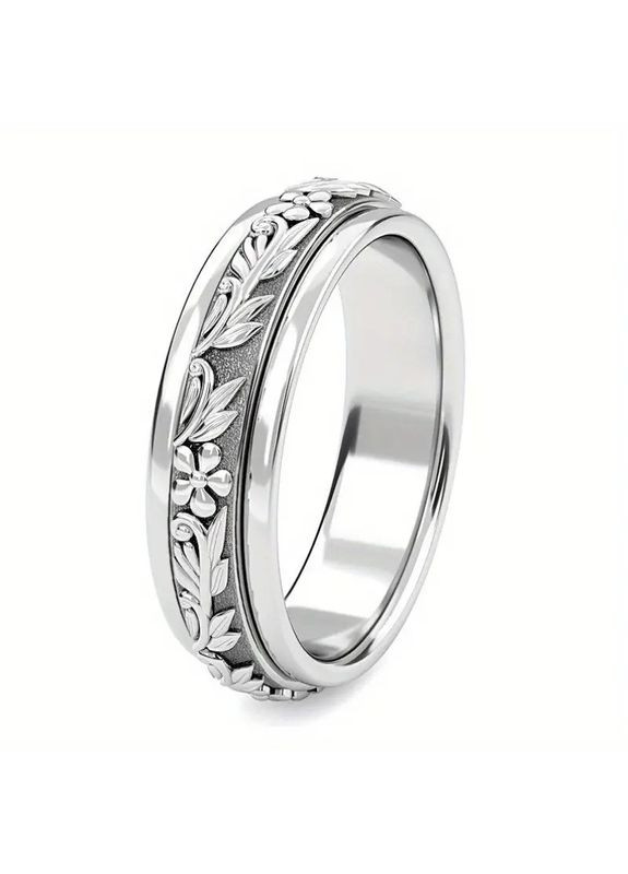 3D каблучка жіноча срібляста з квітковою різьбою 18 AurumLux029 Liresmina Jewelry (361048775)