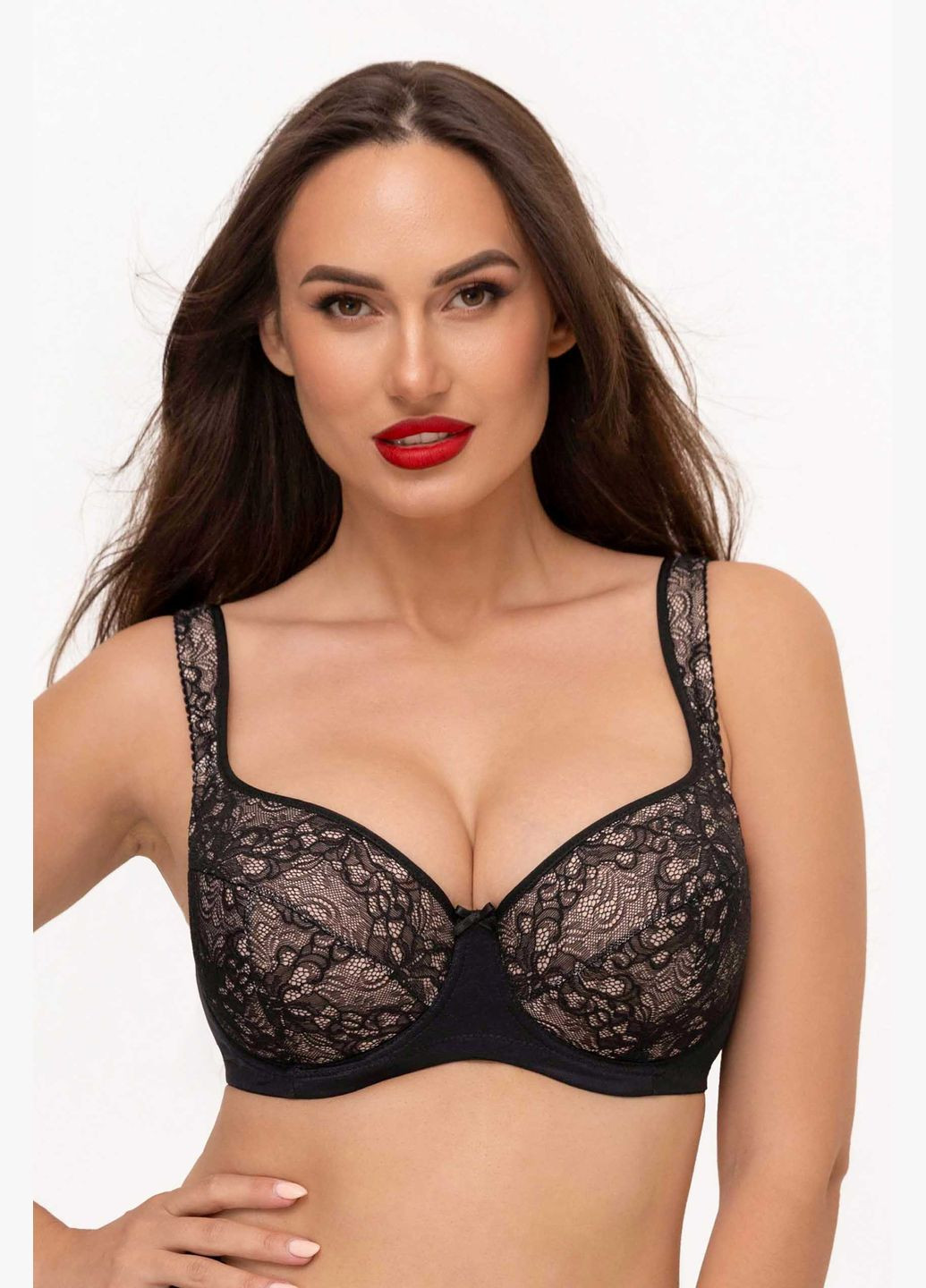 Чорний бюстгальтер балконет margo Kalyna з кісточками поліамід
