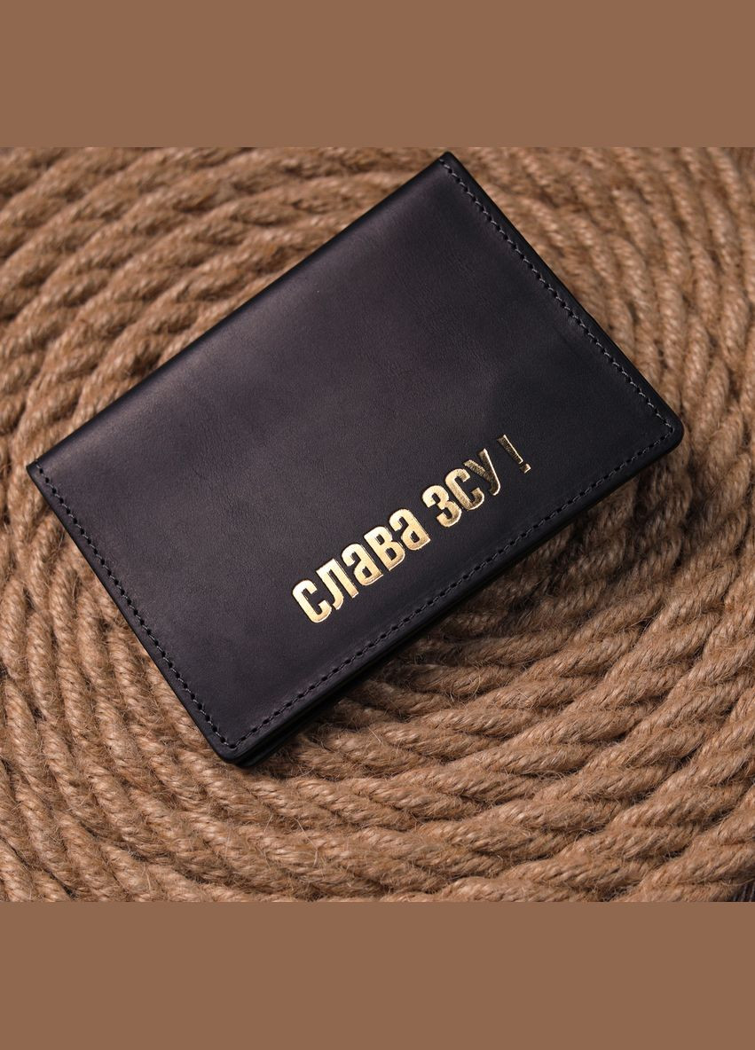 Надежная обложка на паспорт в винтажной коже Слава ВСУ 16724 Черная Grande Pelle (331911343)